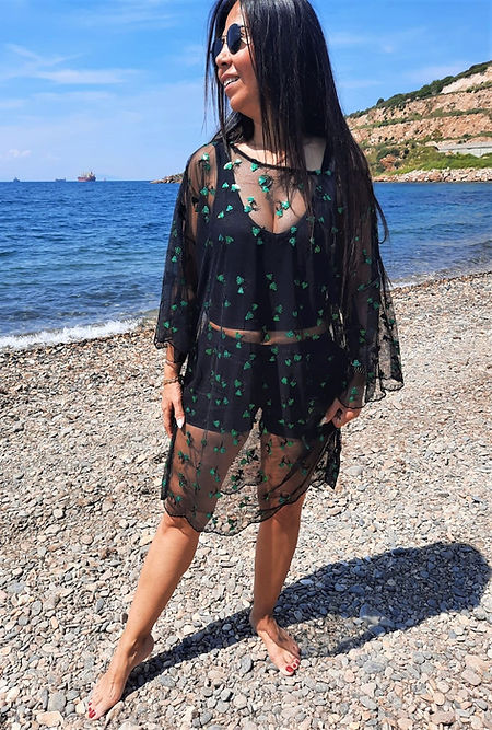 ÖZEL TASARIM TÜL ÜZERİ PAYETLİ TRANSPARAN BLUZ - Görsel 2