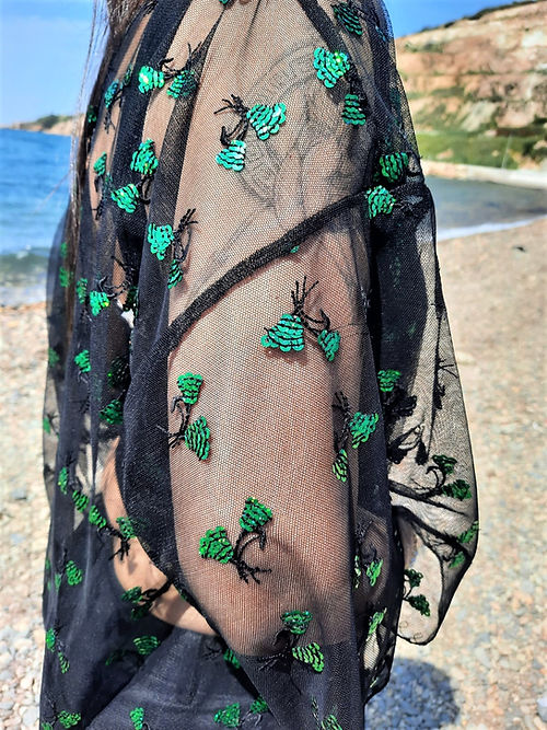 ÖZEL TASARIM TÜL ÜZERİ PAYETLİ TRANSPARAN BLUZ - Görsel 5