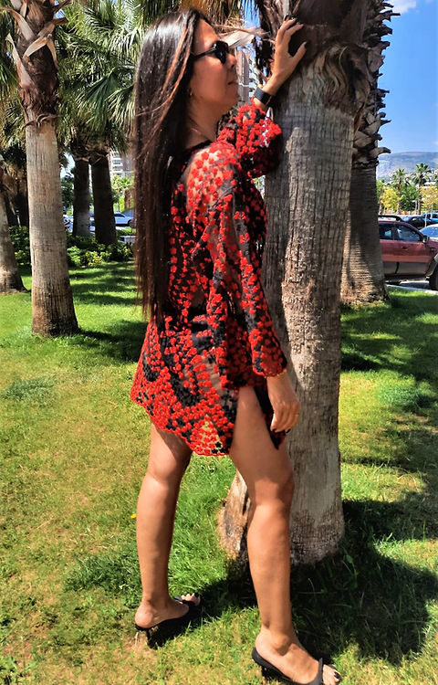 ÖZEL TASARIM TÜL ÜZERİNE NAKIŞ KABARTMA BLUZ - Görsel 2