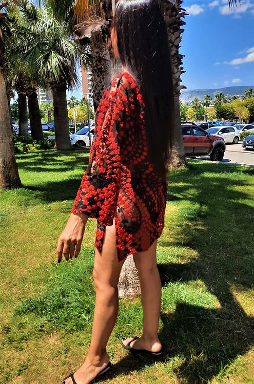 ÖZEL TASARIM TÜL ÜZERİNE NAKIŞ KABARTMA BLUZ - Görsel 3