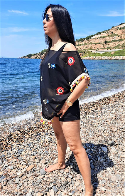 ÖZEL TASARIM TÜL ÜZERİNE NAKIŞ KABARTMA BLUZ - Görsel 3